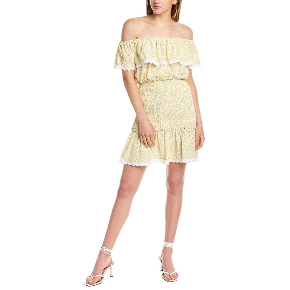 Stellah Womens Smocked Mini Dress, Yellow